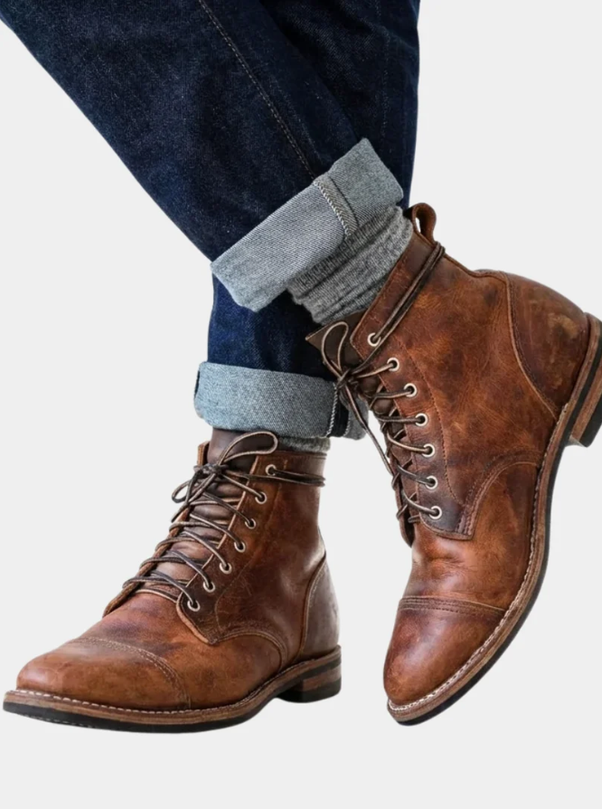 Dorian | Men’s Velcro Strap Ankle Boots with Cushioned Insole & Rubber Grip Sole