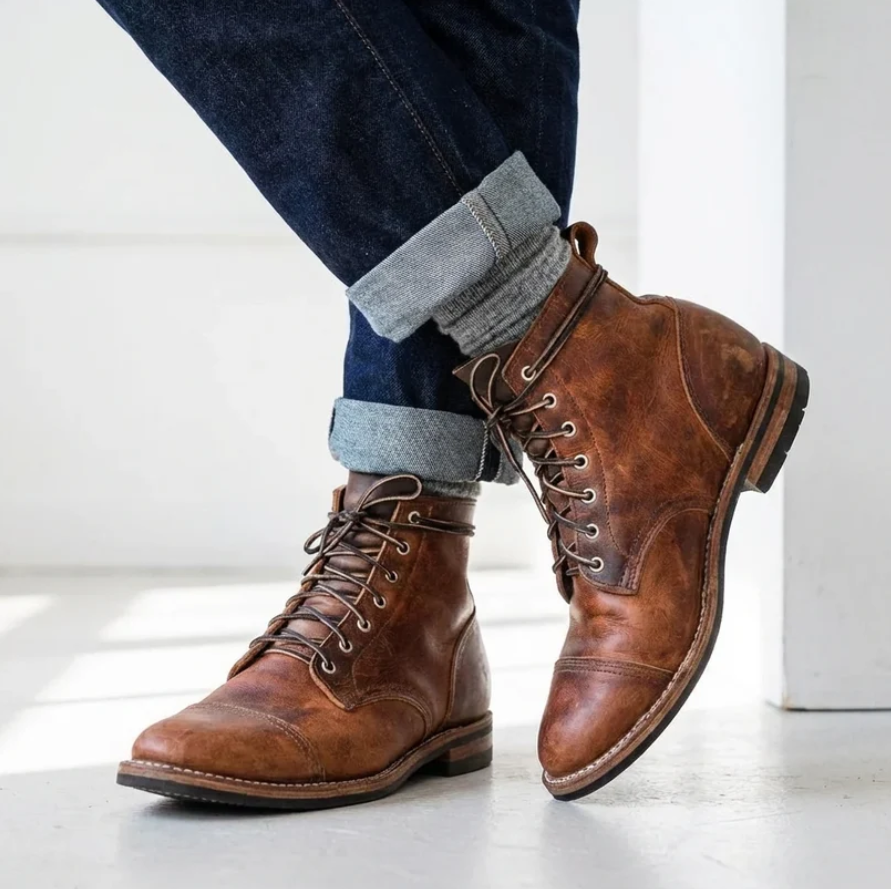 Dorian | Men’s Velcro Strap Ankle Boots with Cushioned Insole & Rubber Grip Sole