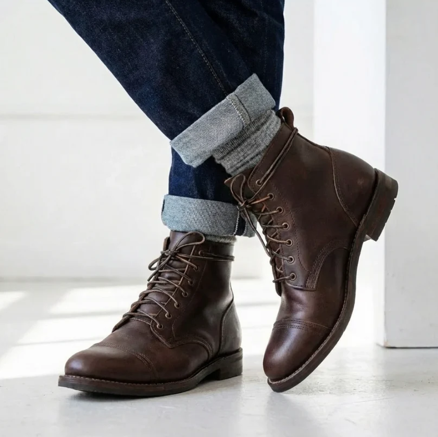 Dorian | Men’s Velcro Strap Ankle Boots with Cushioned Insole & Rubber Grip Sole