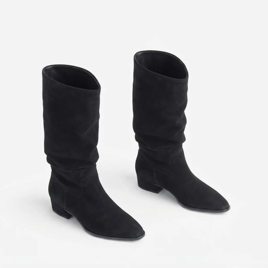 Elodie | Women’s Slouchy Faux Suede Knee-High Boots with Low Square Heel
