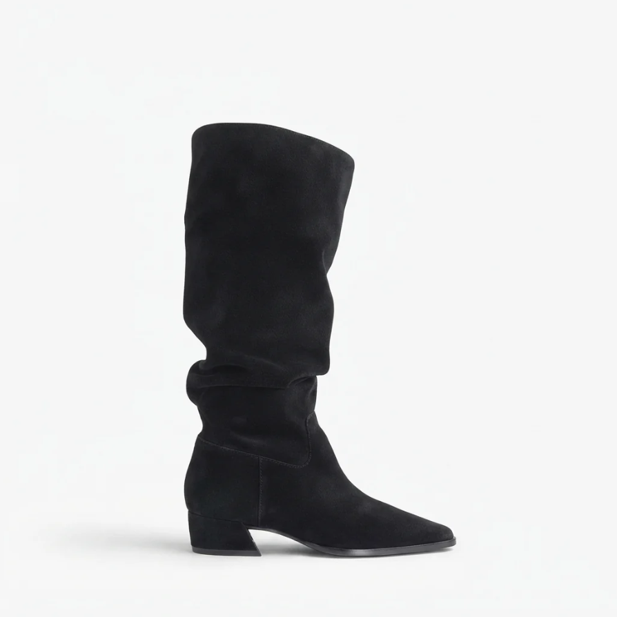 Elodie | Women’s Slouchy Faux Suede Knee-High Boots with Low Square Heel