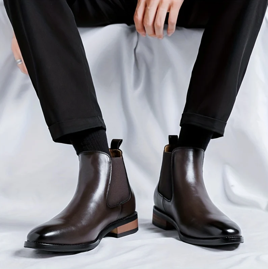 Edmund | Men’s Polished Chelsea Boots with Elastic Side Panels & Grip Sole