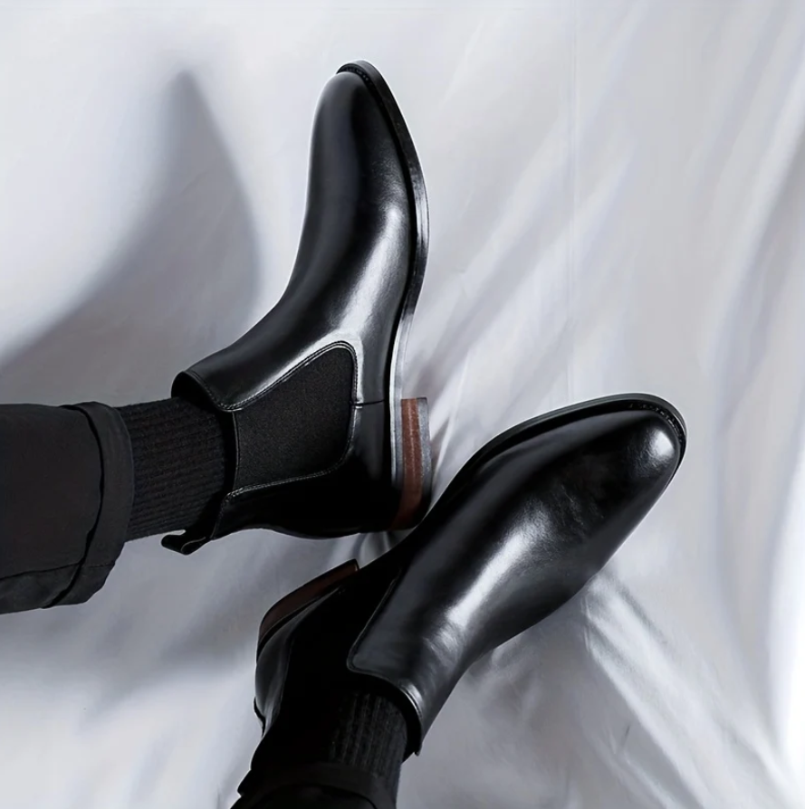Edmund | Men’s Polished Chelsea Boots with Elastic Side Panels & Grip Sole