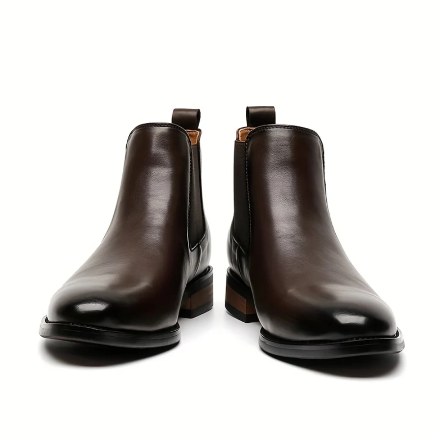 Edmund | Men’s Polished Chelsea Boots with Elastic Side Panels & Grip Sole