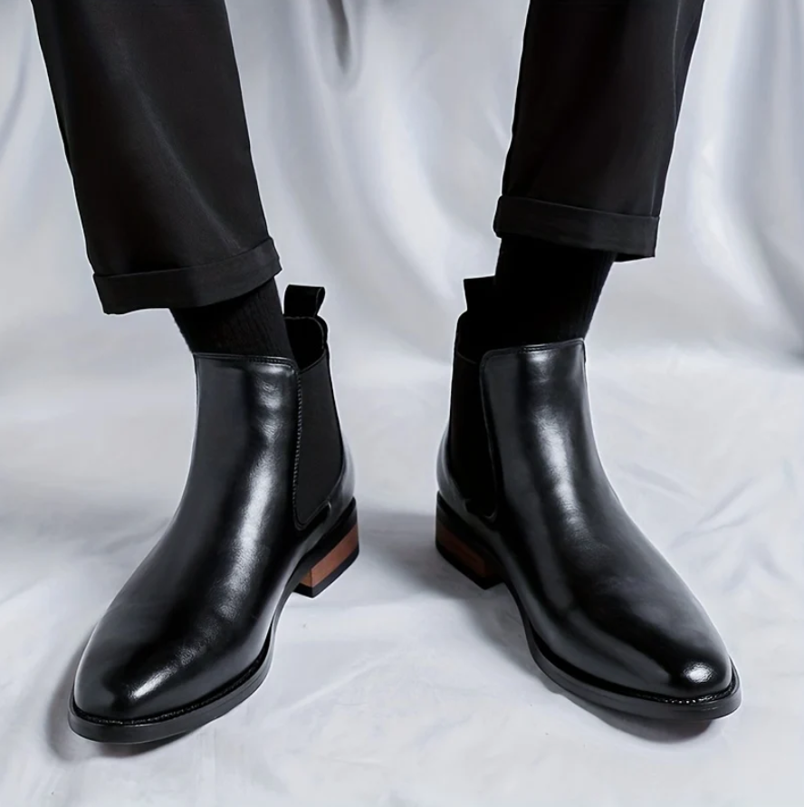 Edmund | Men’s Polished Chelsea Boots with Elastic Side Panels & Grip Sole