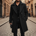 Alistair | Men’s Classic Wool-Blend Double-Breasted Long Coat with Notched Lapels