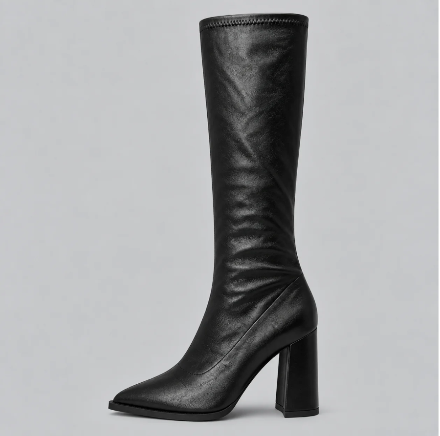 Vivienne | Women's Pointed-Toe Knee-High Boots – Elegant Chunky Block Heel Tall Boots