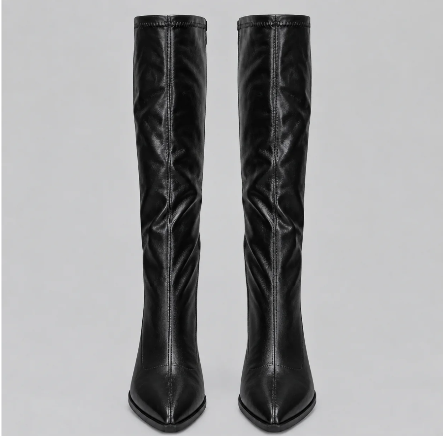Vivienne | Women's Pointed-Toe Knee-High Boots – Elegant Chunky Block Heel Tall Boots