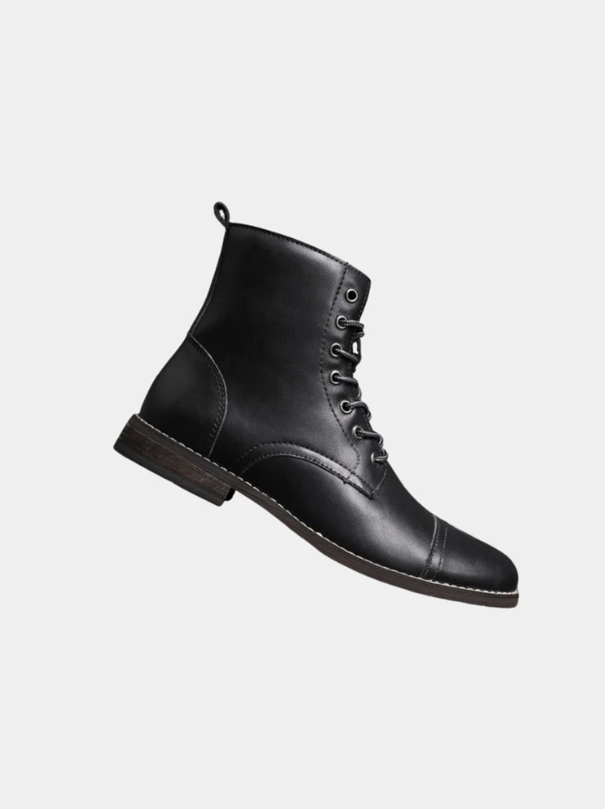 Rowan | Men’s Leather-Style Lace-Up Ankle Boots with Supportive Grip Sole