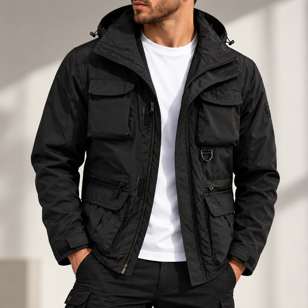 Chandler | Men's Rugged All-Weather Hooded Utility Jacket with Multi-Pocket Design