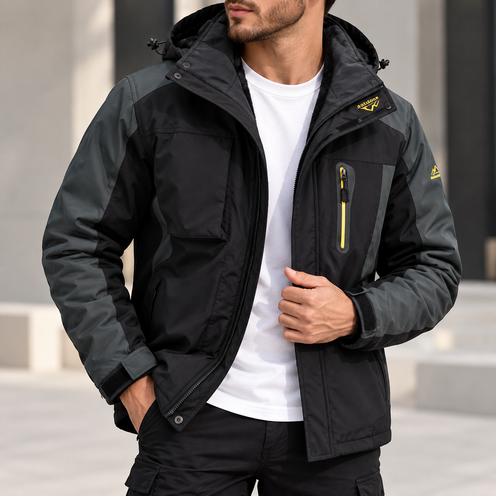 Ronan | Insulated Hooded Outdoor Jacket with Zip Pockets & Warm Lining