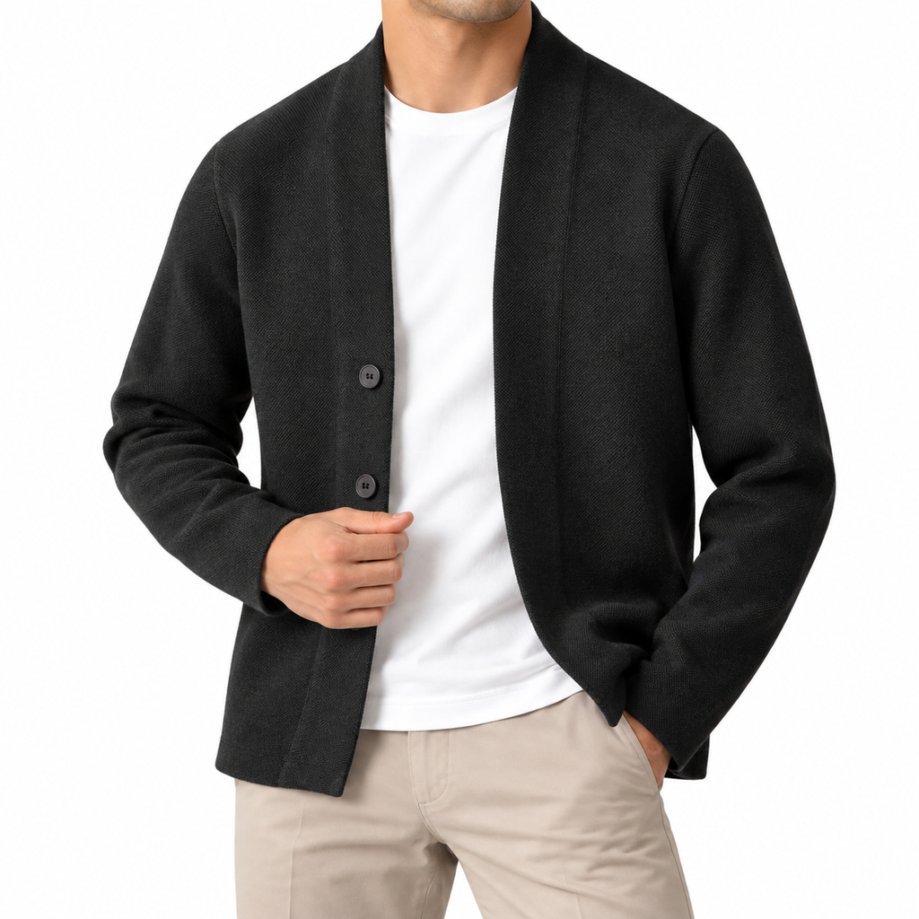 Soren | Men’s Textured Knit Classic Fit Cardigan with Two-Button Front