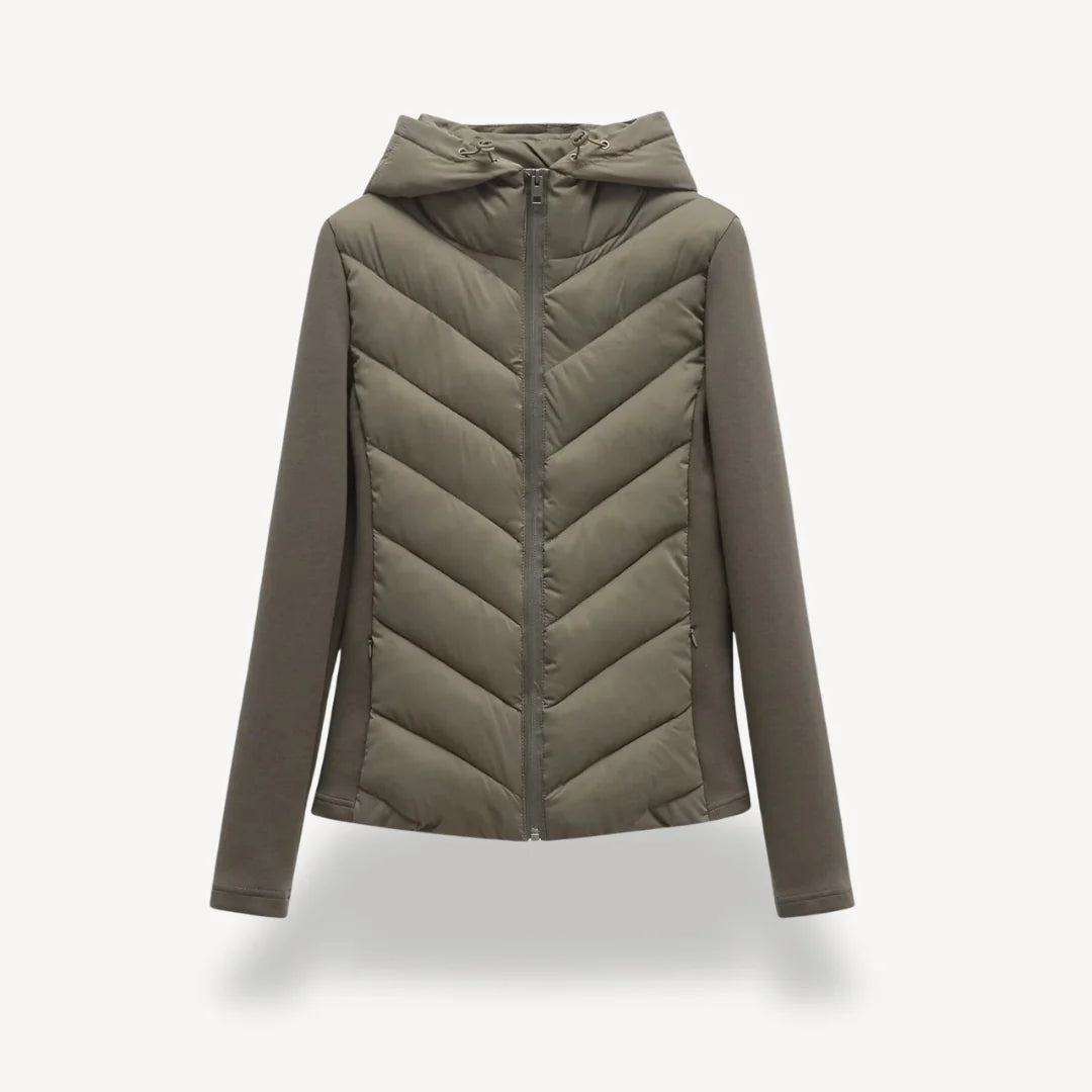 Elsinne | Hooded Chevron Quilted Jacket