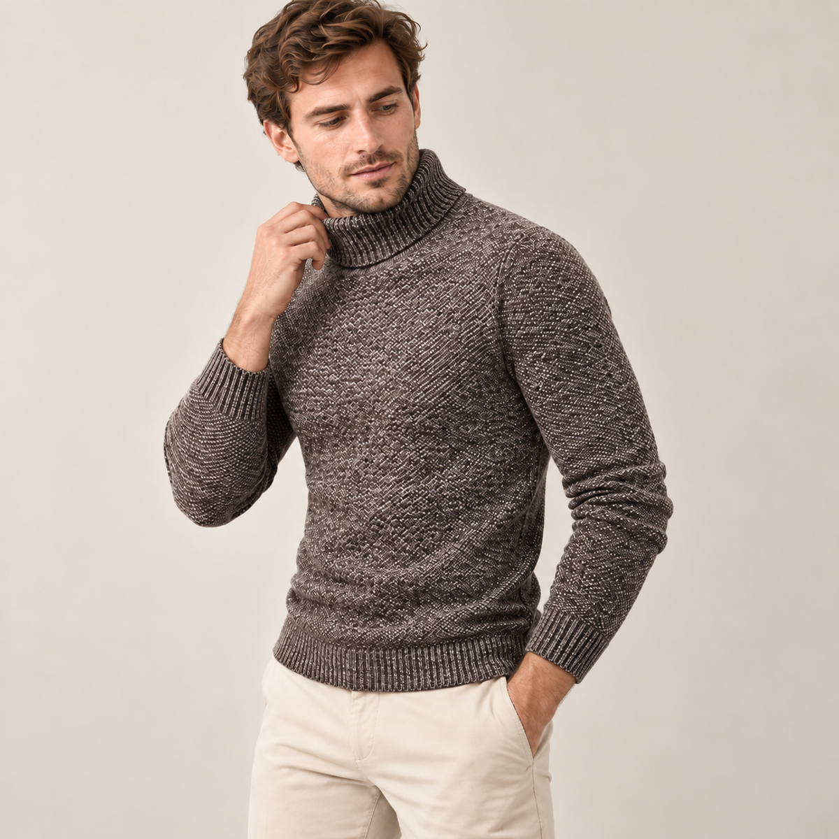 Damien | Sophisticated Rib-Knit Lapel Sweater for Men