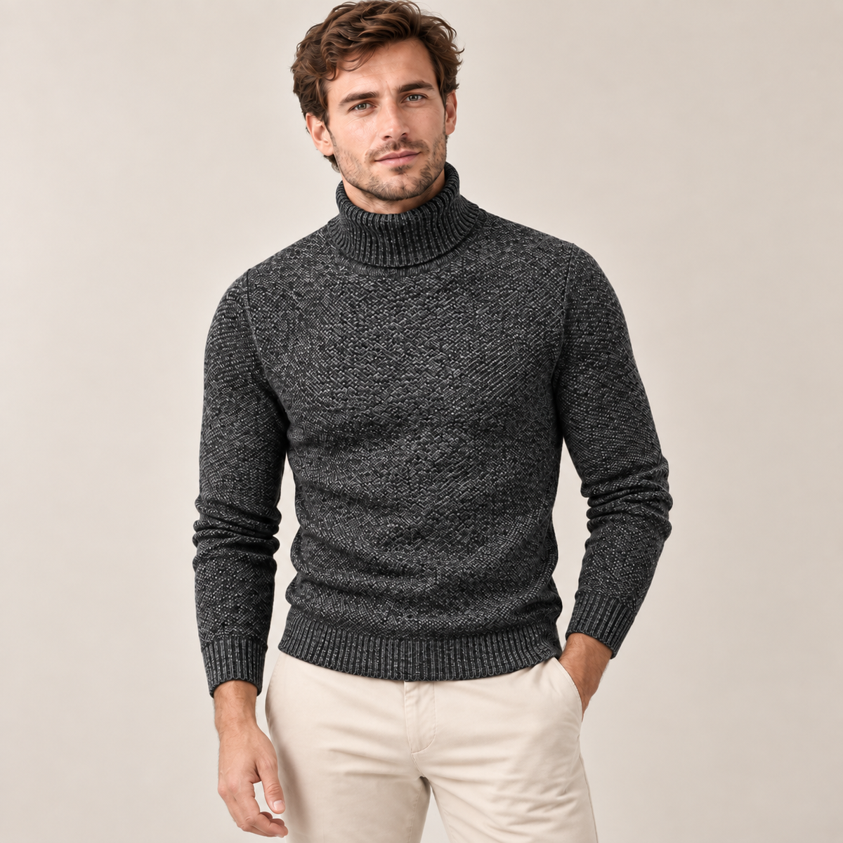 Damien | Sophisticated Rib-Knit Lapel Sweater for Men