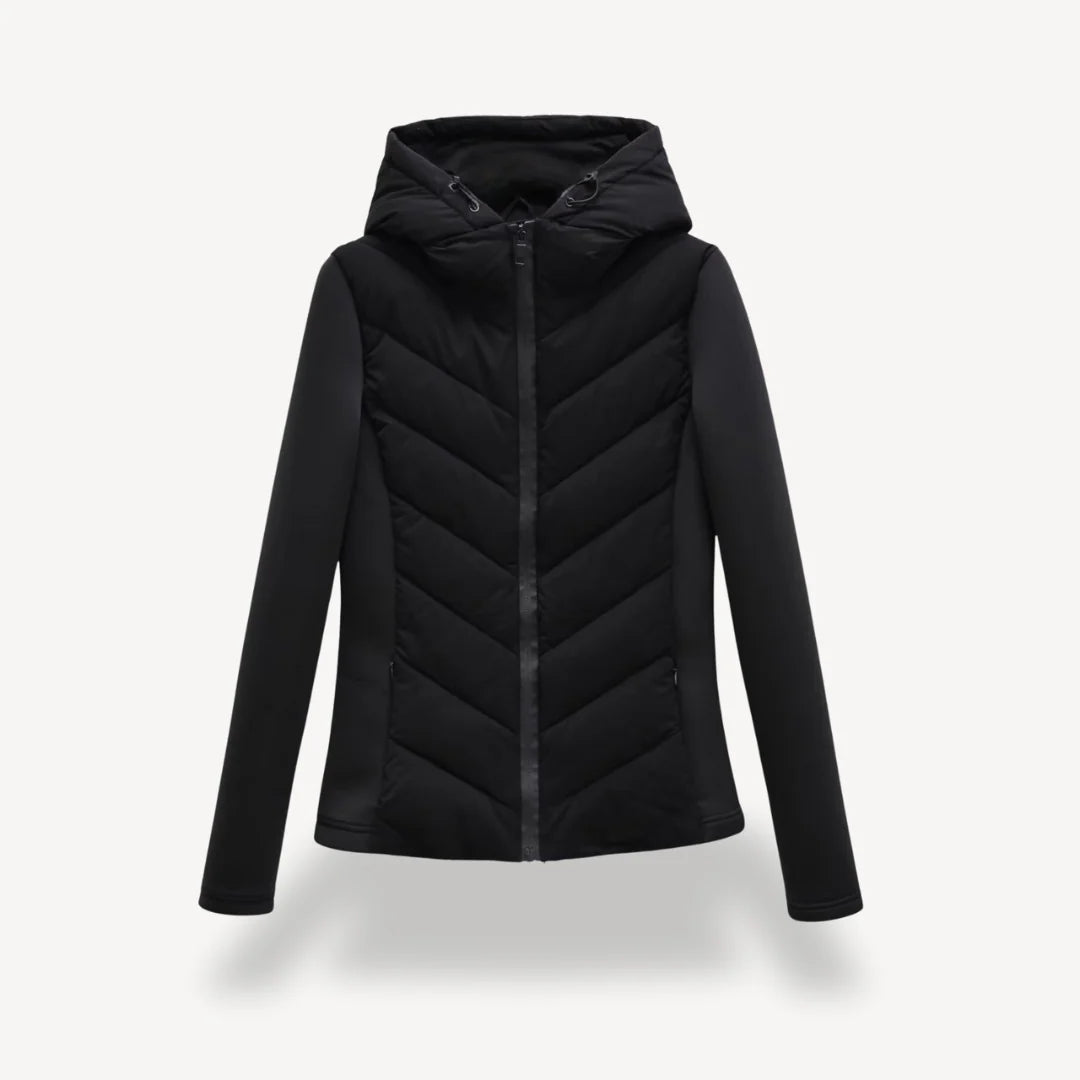 Elsinne | Hooded Chevron Quilted Jacket