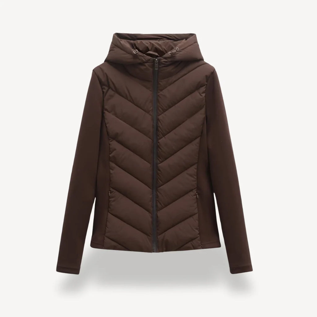 Elsinne | Hooded Chevron Quilted Jacket