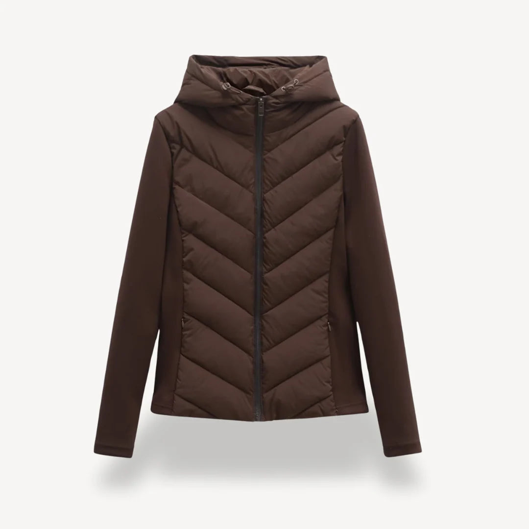 Elsinne | Hooded Chevron Quilted Jacket