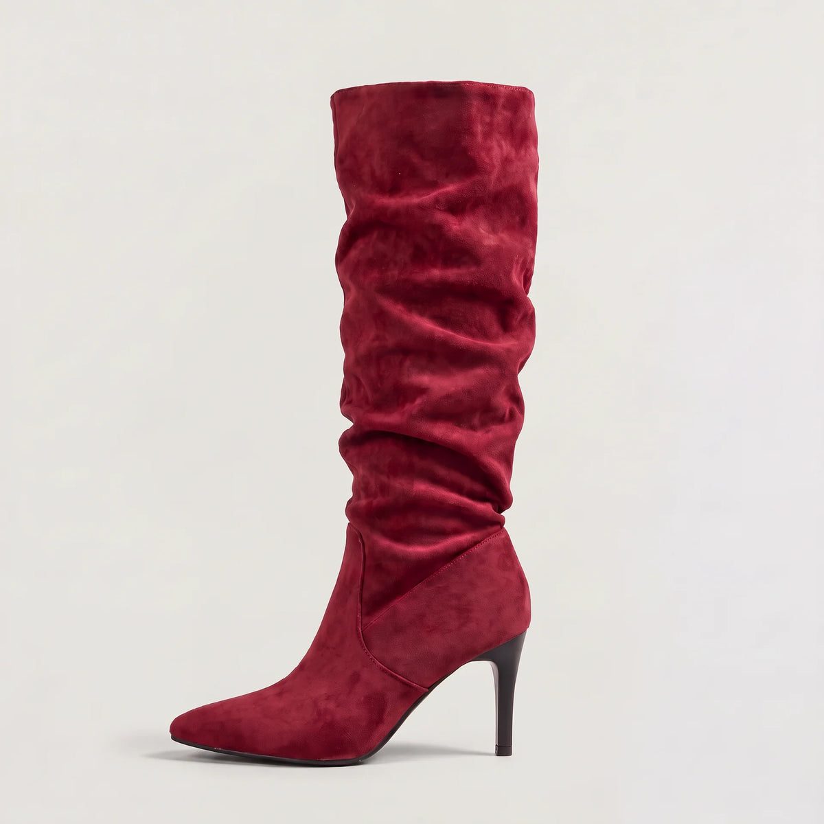 Celeste | Women's Suede Slouch Knee-High Boots with Pointed Toe & Slim Heel