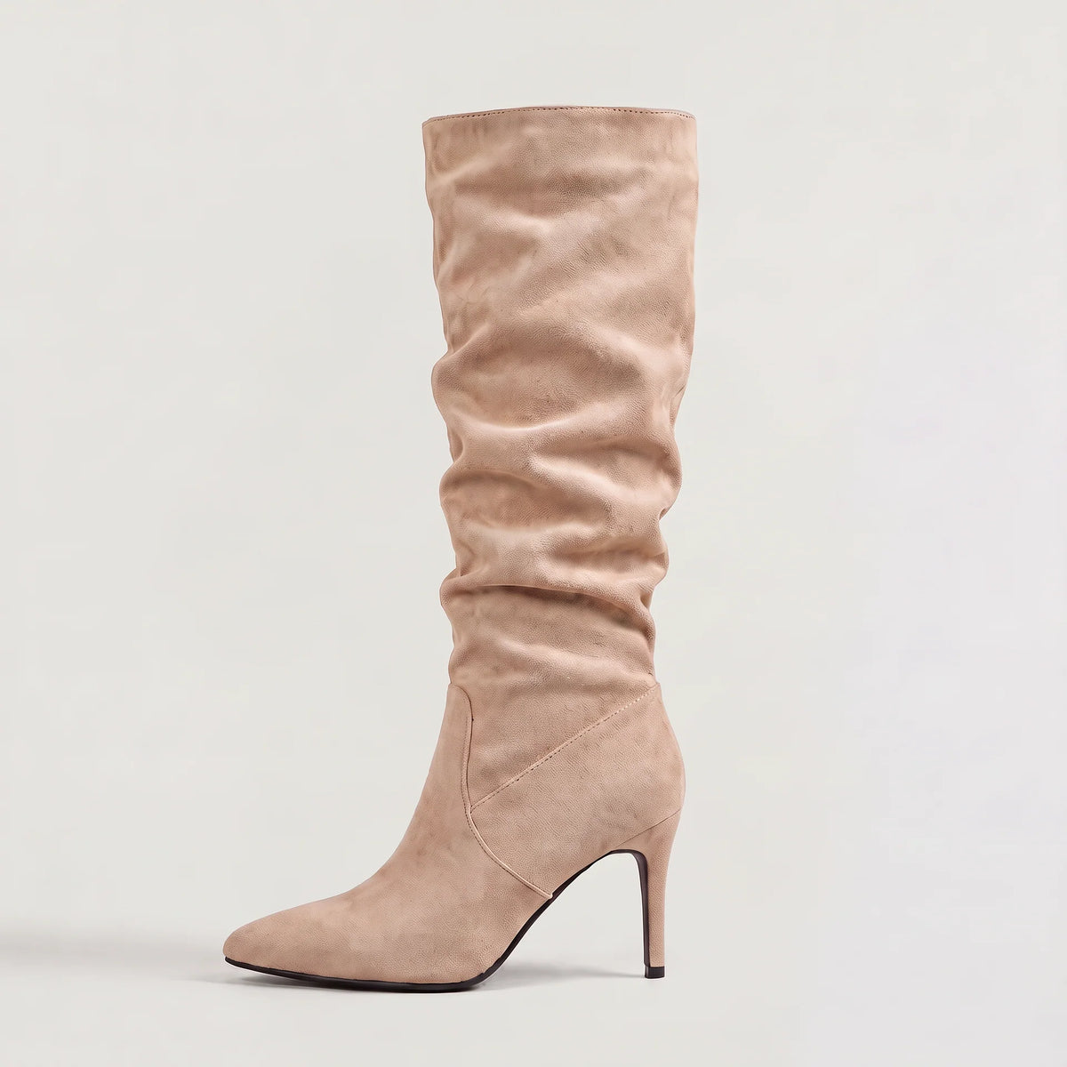 Celeste | Women's Suede Slouch Knee-High Boots with Pointed Toe & Slim Heel