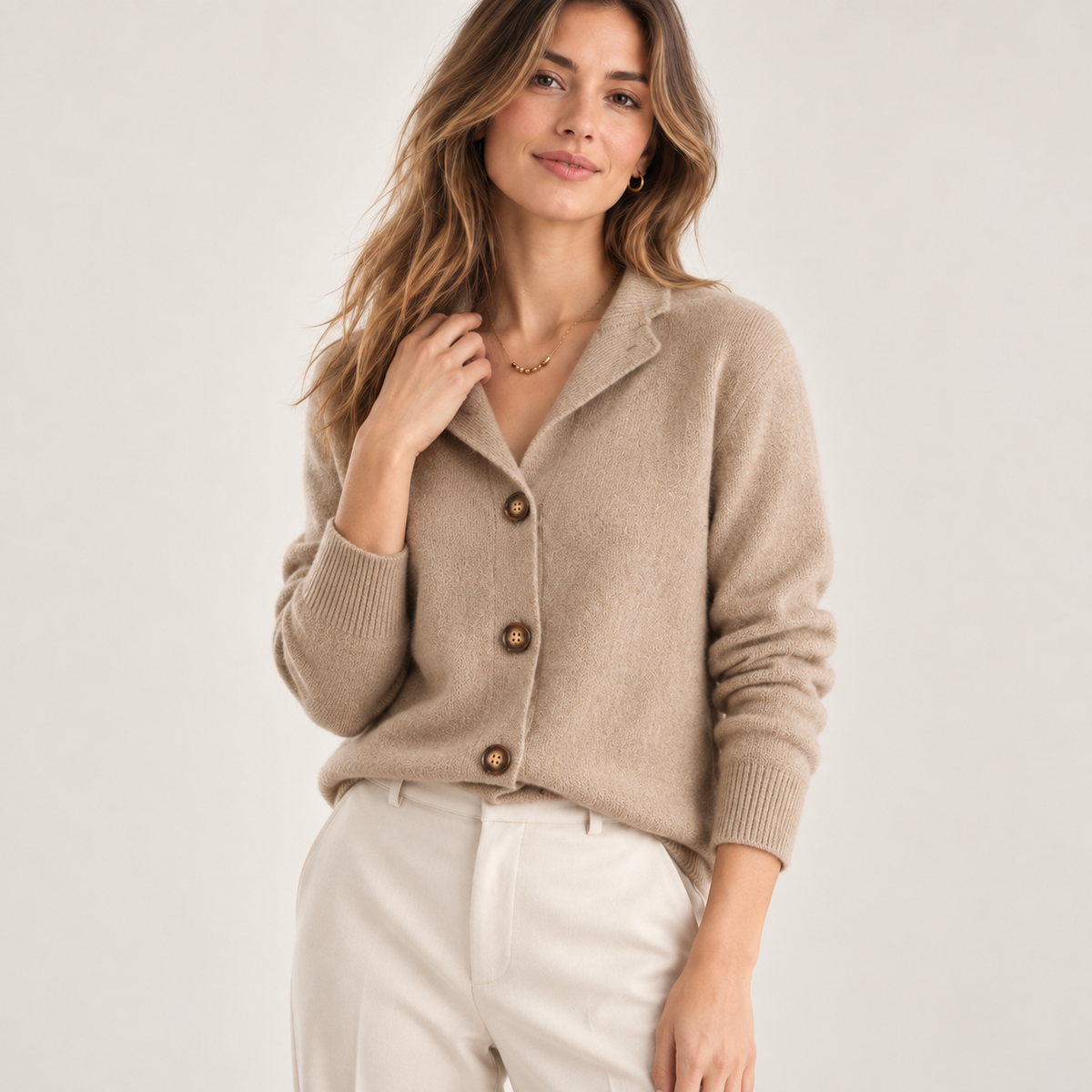 Camille | Elegant V-Neck Button-Up Knitted Cardigan for Women