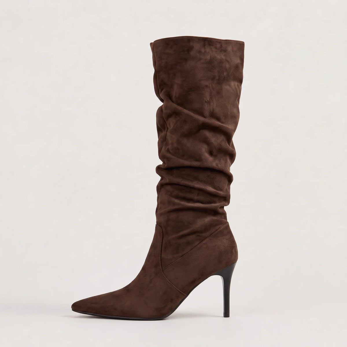 Celeste | Women's Suede Slouch Knee-High Boots with Pointed Toe & Slim Heel