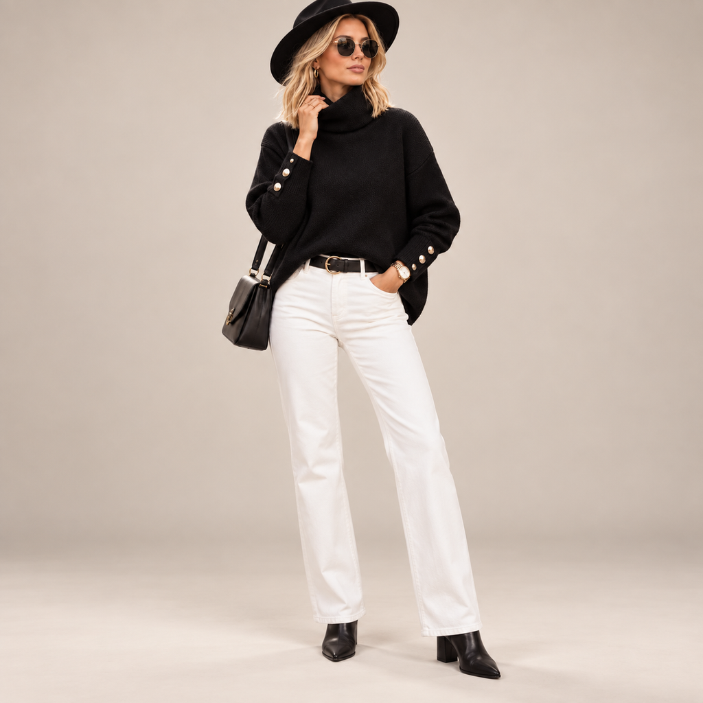 Vivienne | Elegant Fitted Roll Neck Knit Jumper for Women
