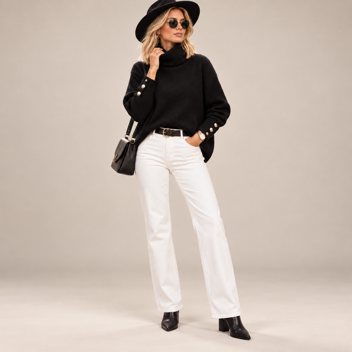 Vivienne | Elegant Fitted Roll Neck Knit Jumper for Women