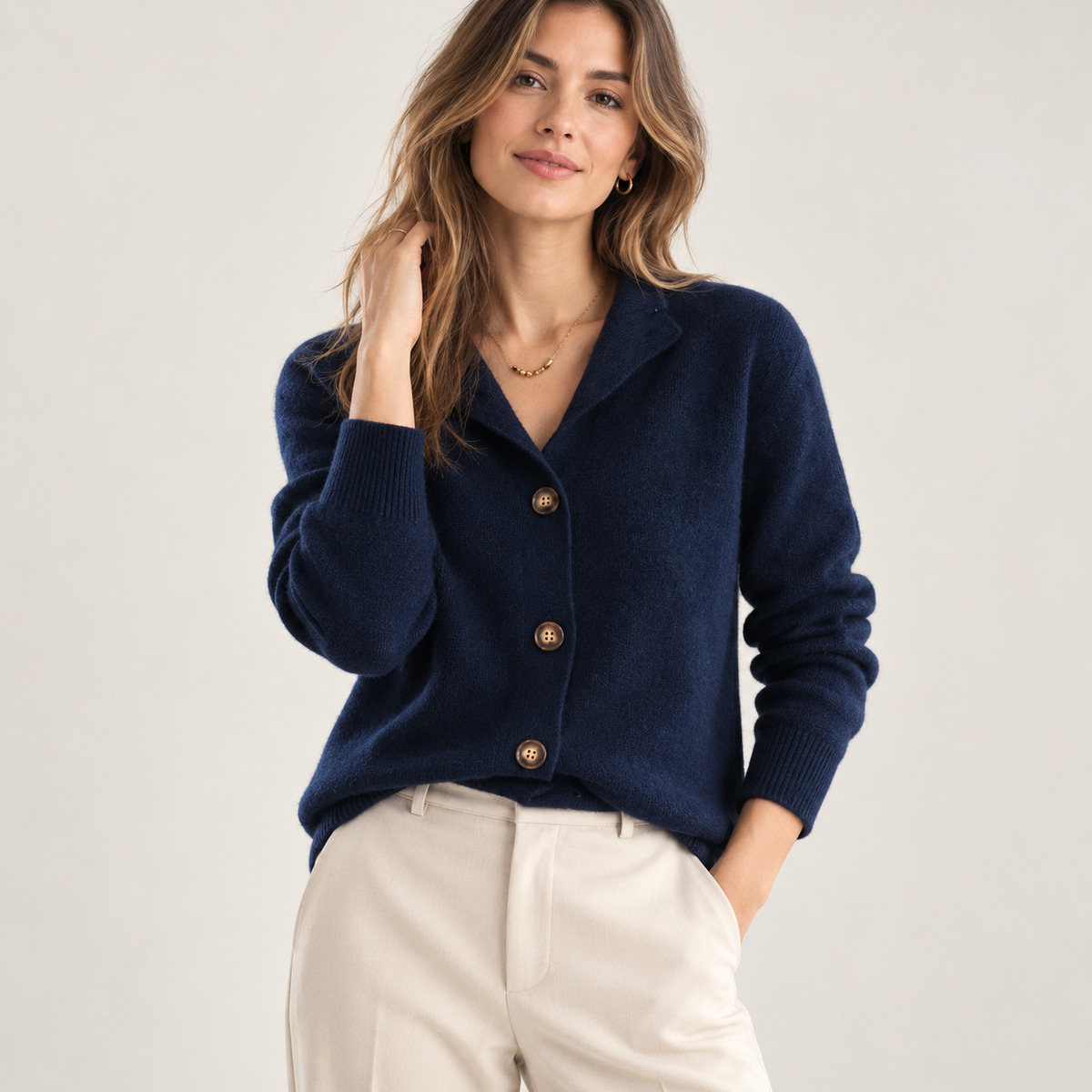 Camille | Elegant V-Neck Button-Up Knitted Cardigan for Women