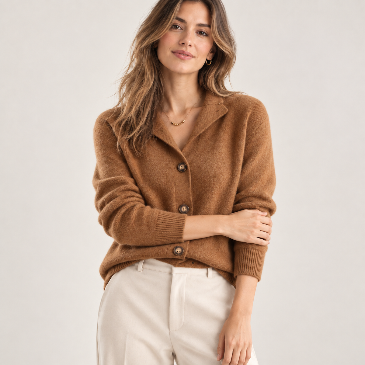 Camille | Elegant V-Neck Button-Up Knitted Cardigan for Women
