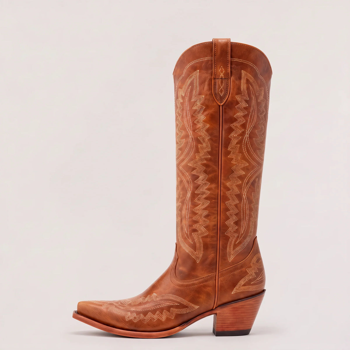 Dakota | Women's Knee-High Western Cowboy Boots with Pointed Toe & Embroidered Stitching