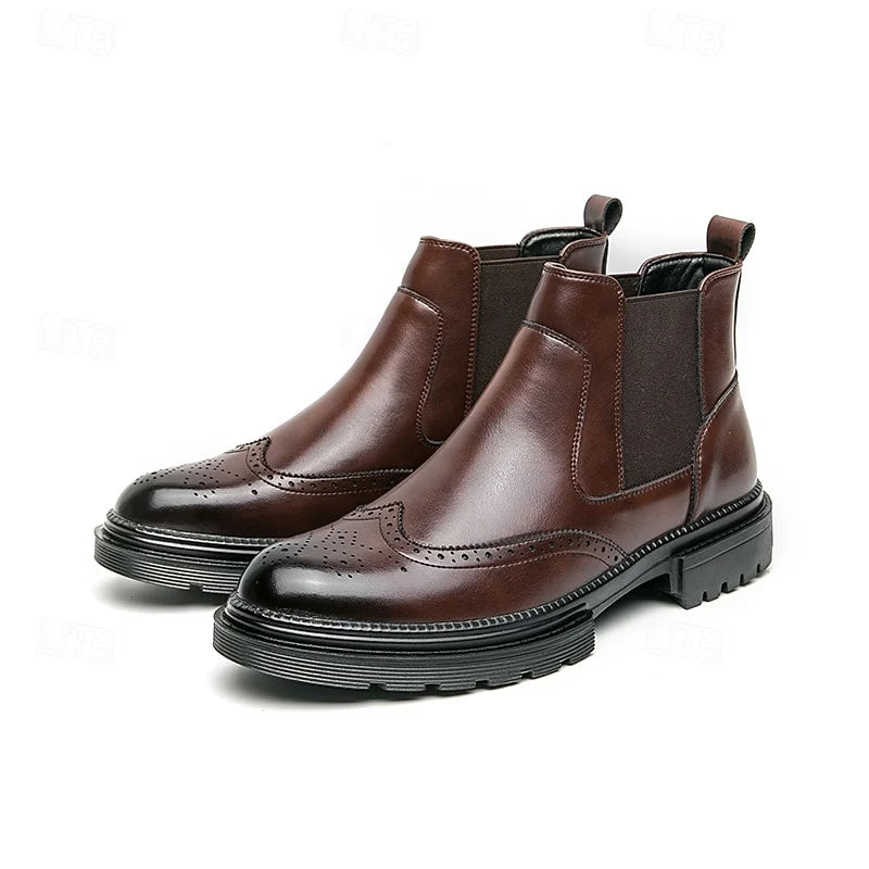 Tavian | Men’s Brogue Chelsea Boots with Elastic Side Panels & Supportive Sole