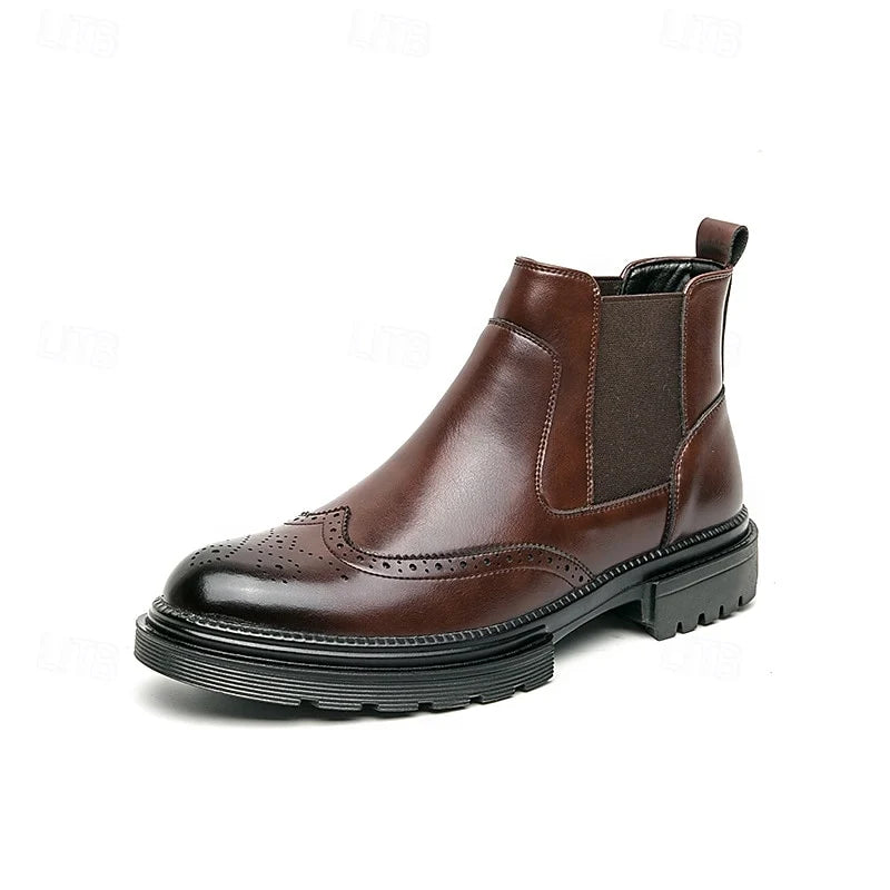 Tavian | Men’s Brogue Chelsea Boots with Elastic Side Panels & Supportive Sole