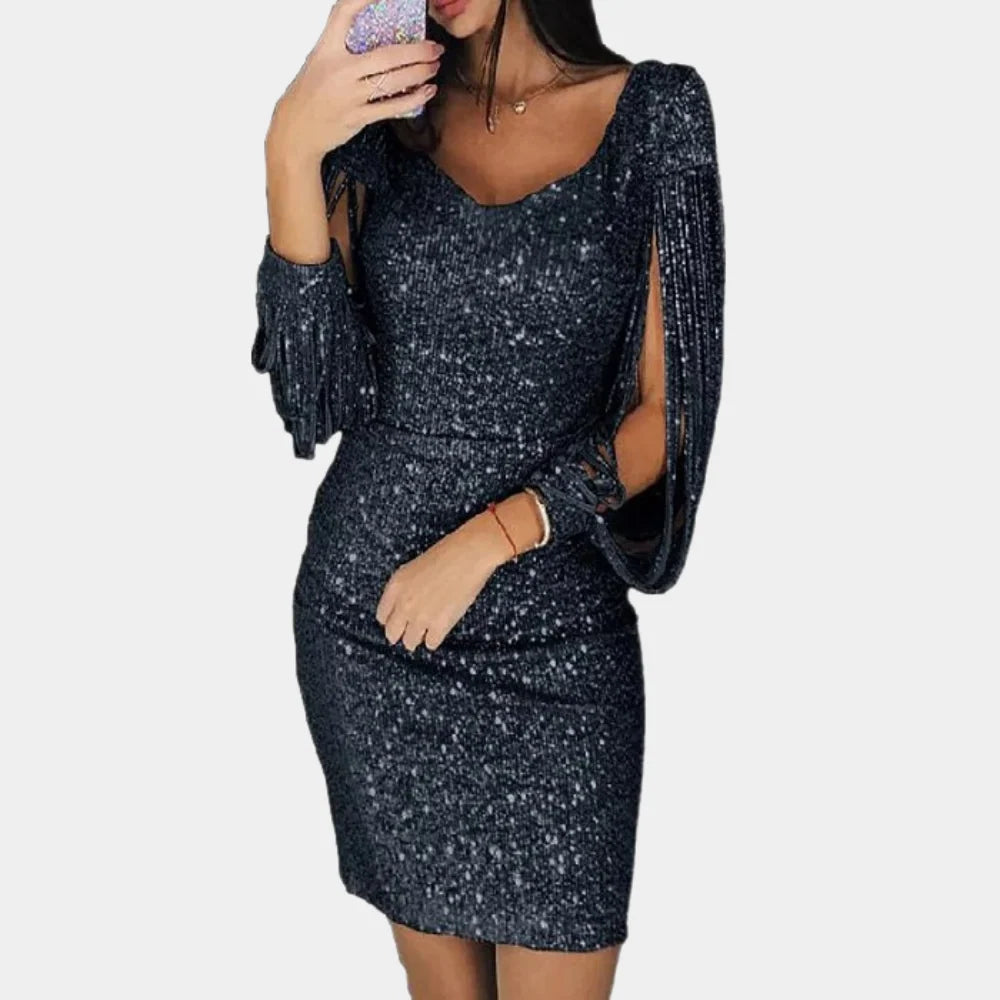 Evelina | Sequin V-Neck Mini Dress