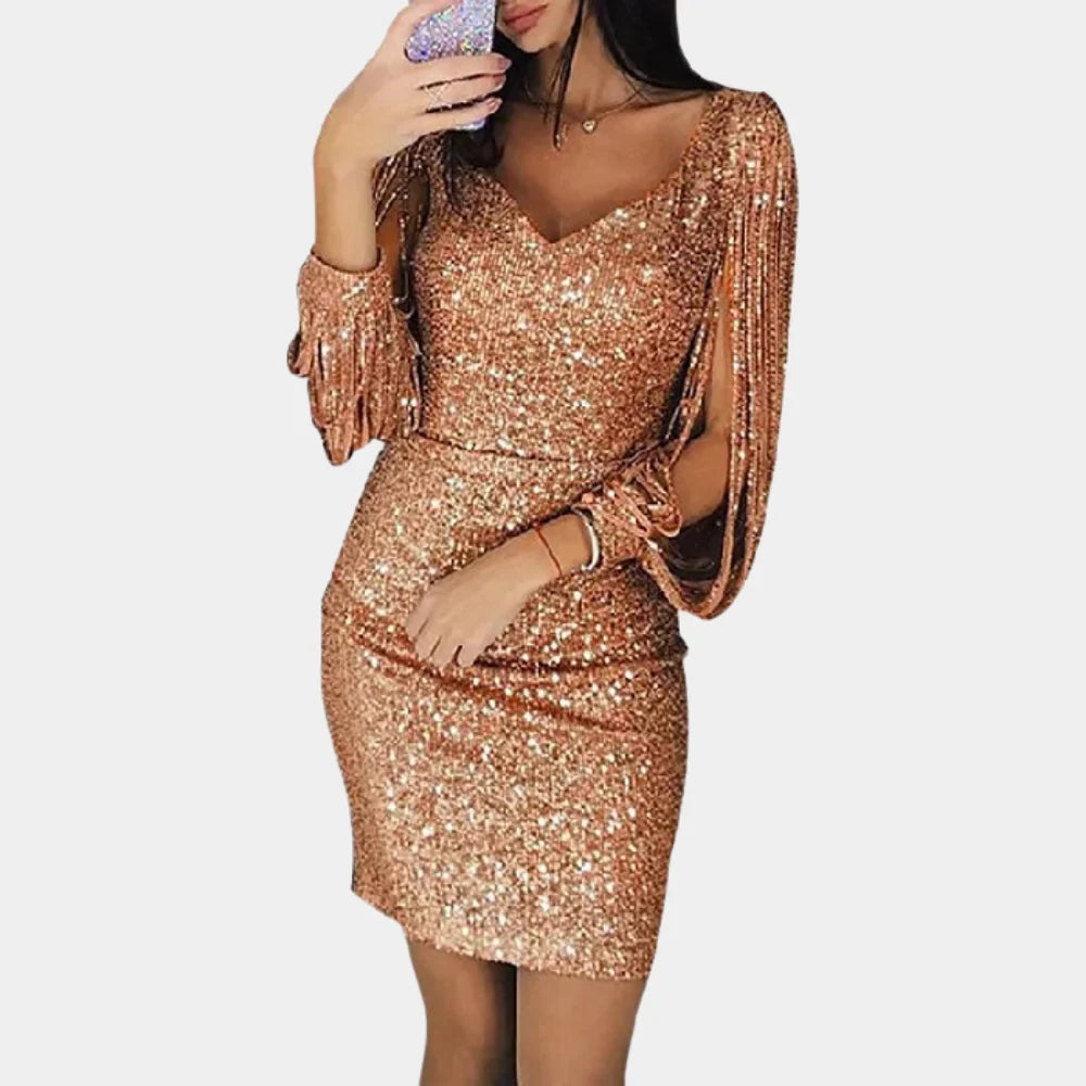 Evelina | Sequin V-Neck Mini Dress