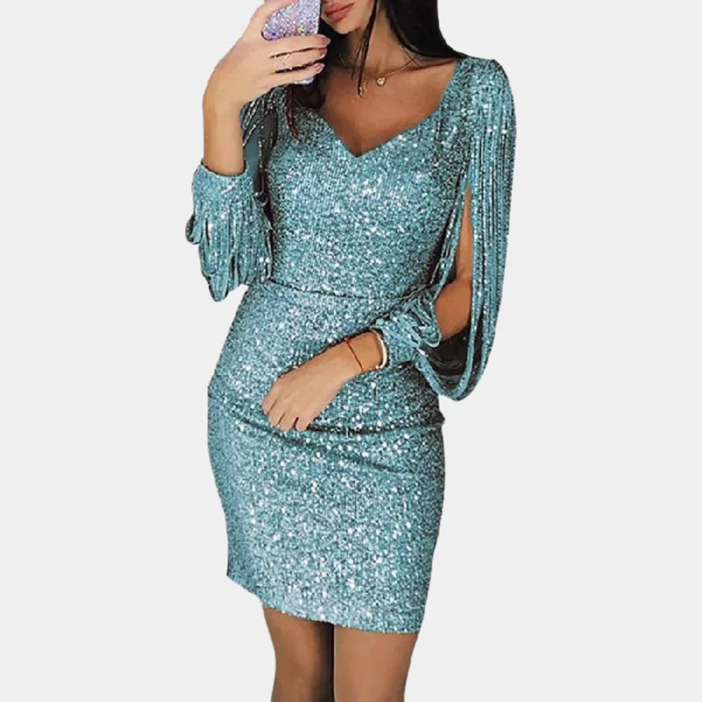 Evelina | Sequin V-Neck Mini Dress