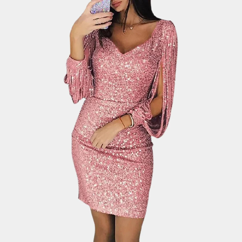Evelina | Sequin V-Neck Mini Dress