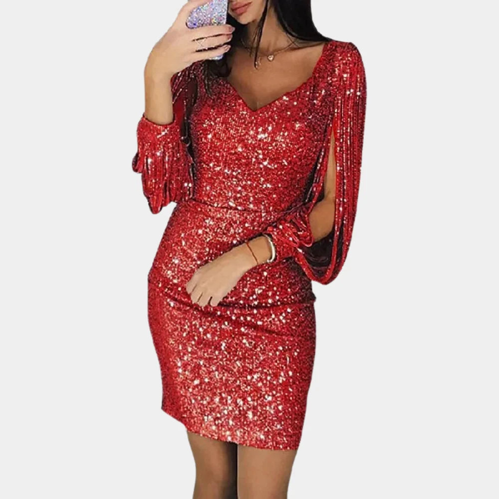Evelina | Sequin V-Neck Mini Dress