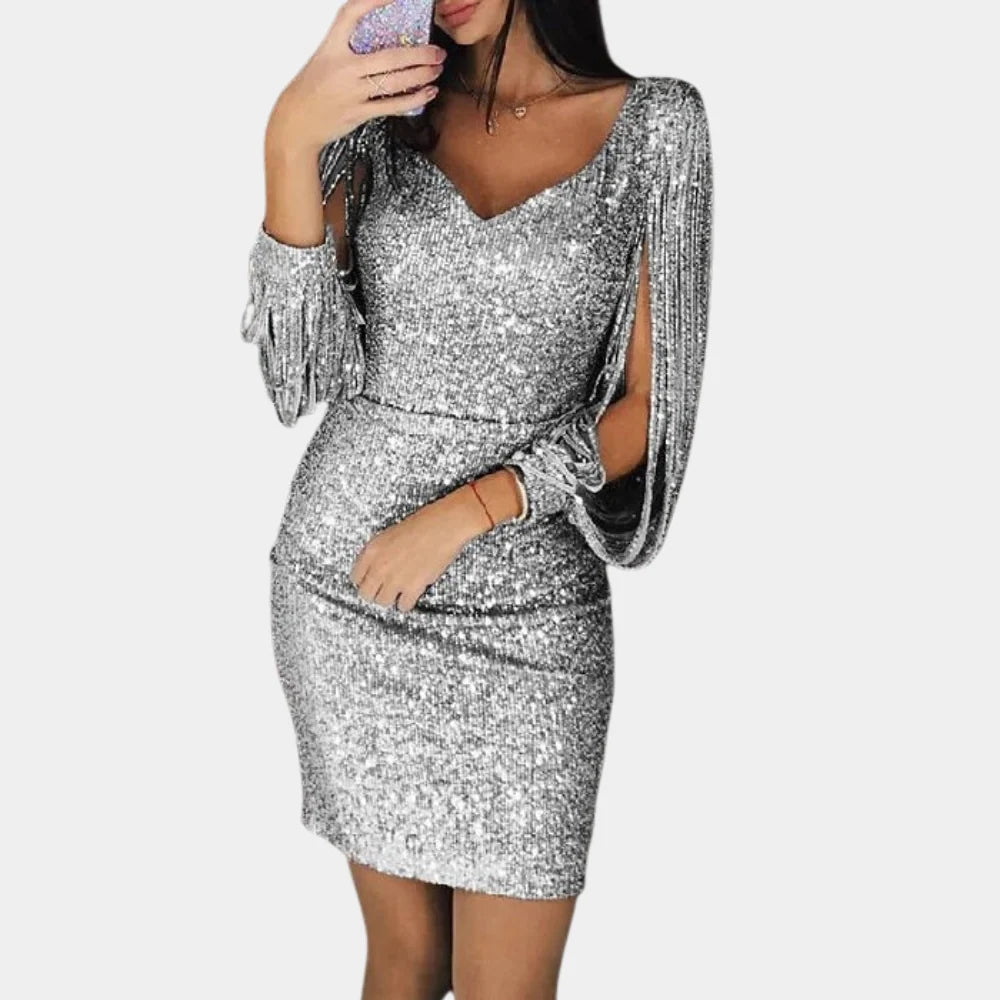 Evelina | Sequin V-Neck Mini Dress