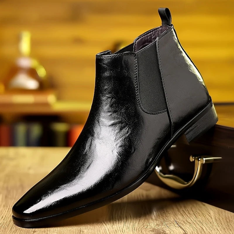 Cedric | Men’s Polished Chelsea Boots with Elastic Side Panels & Tapered Silhouette