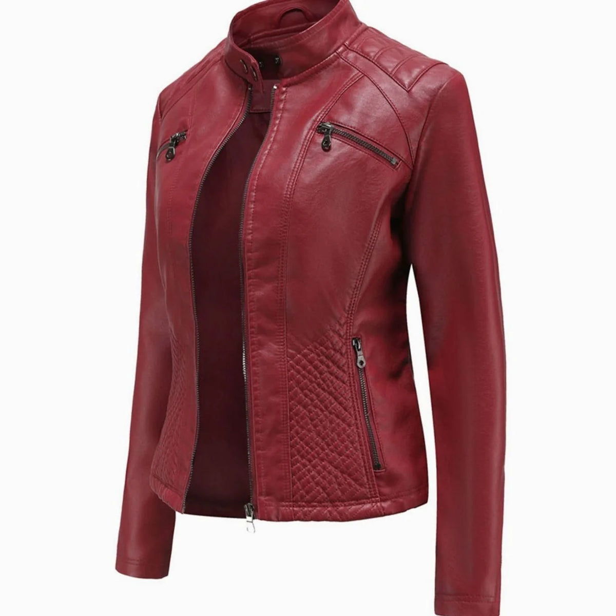 Maristelle | Diamond Quilted Biker Jacket