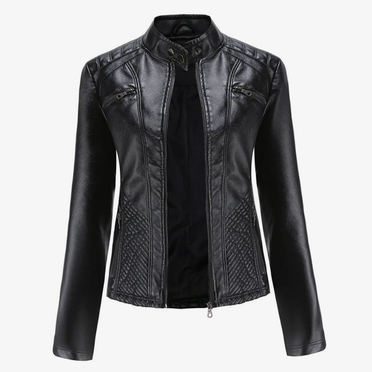 Maristelle | Diamond Quilted Biker Jacket