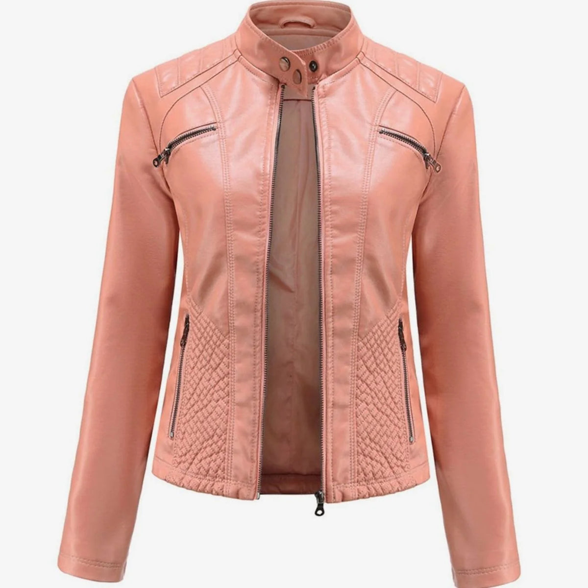 Maristelle | Diamond Quilted Biker Jacket