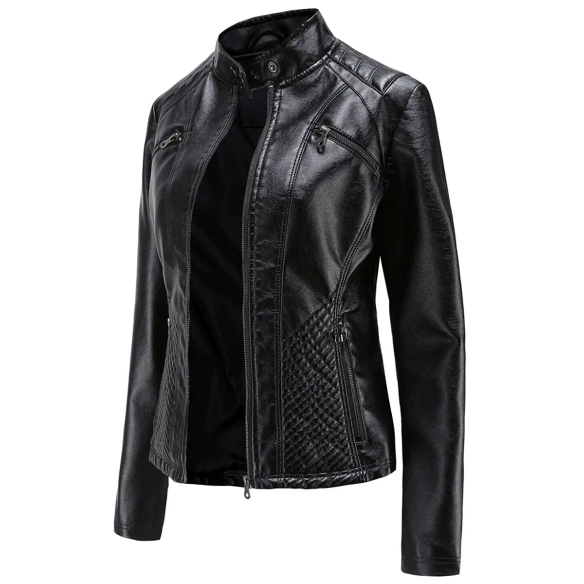 Maristelle | Diamond Quilted Biker Jacket