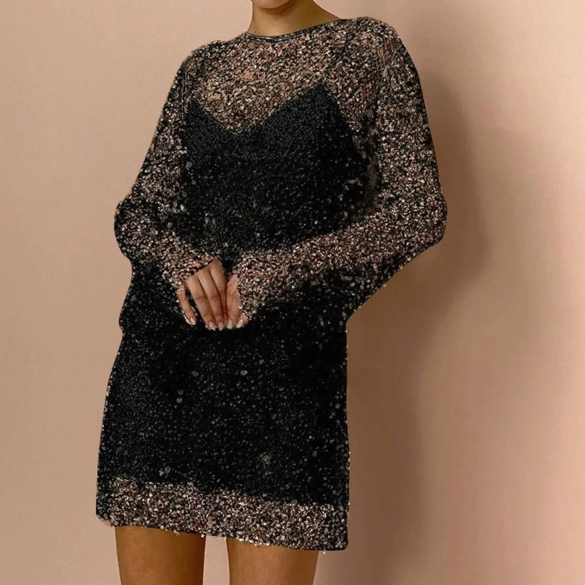 Vespera | Sequin Mesh Mini Dress