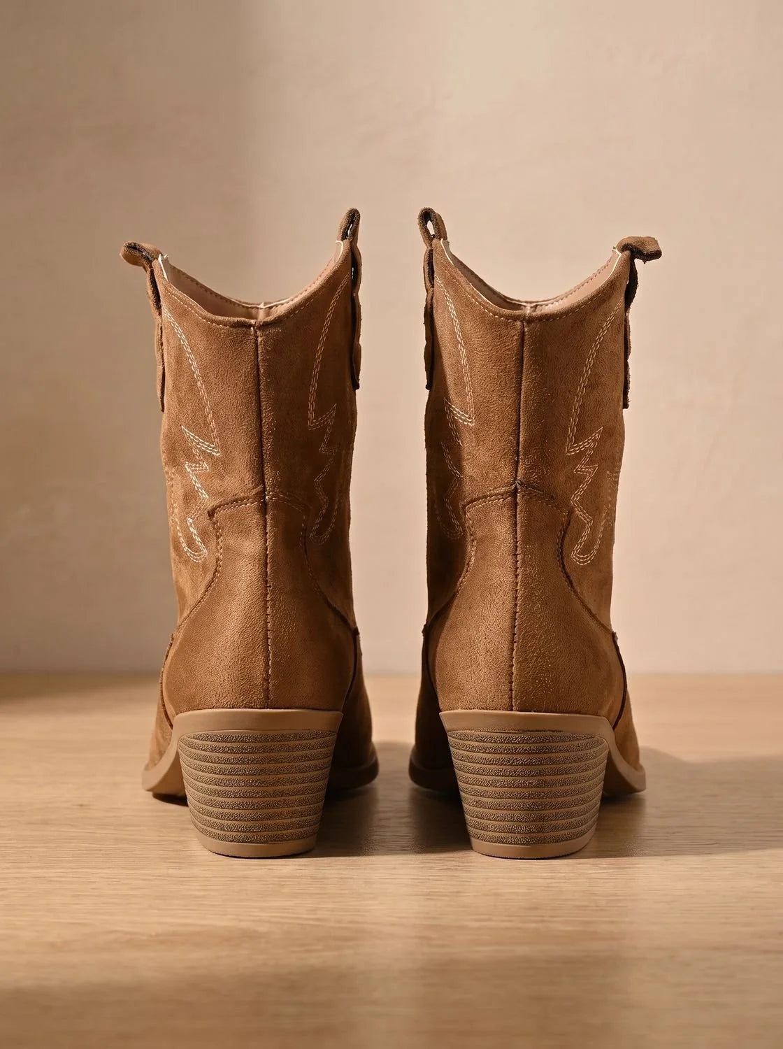 Elowen | Women’s Wide Calf Embroidered Western Knee-High Boots with Stacked Block Heel