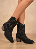Elowen | Women’s Wide Calf Embroidered Western Knee-High Boots with Stacked Block Heel