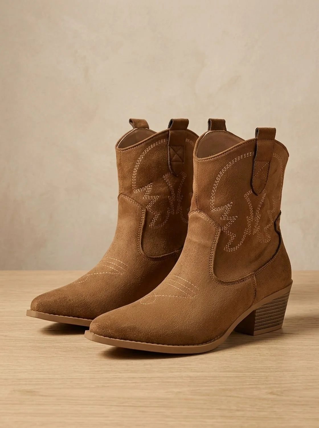 Elowen | Women’s Wide Calf Embroidered Western Knee-High Boots with Stacked Block Heel